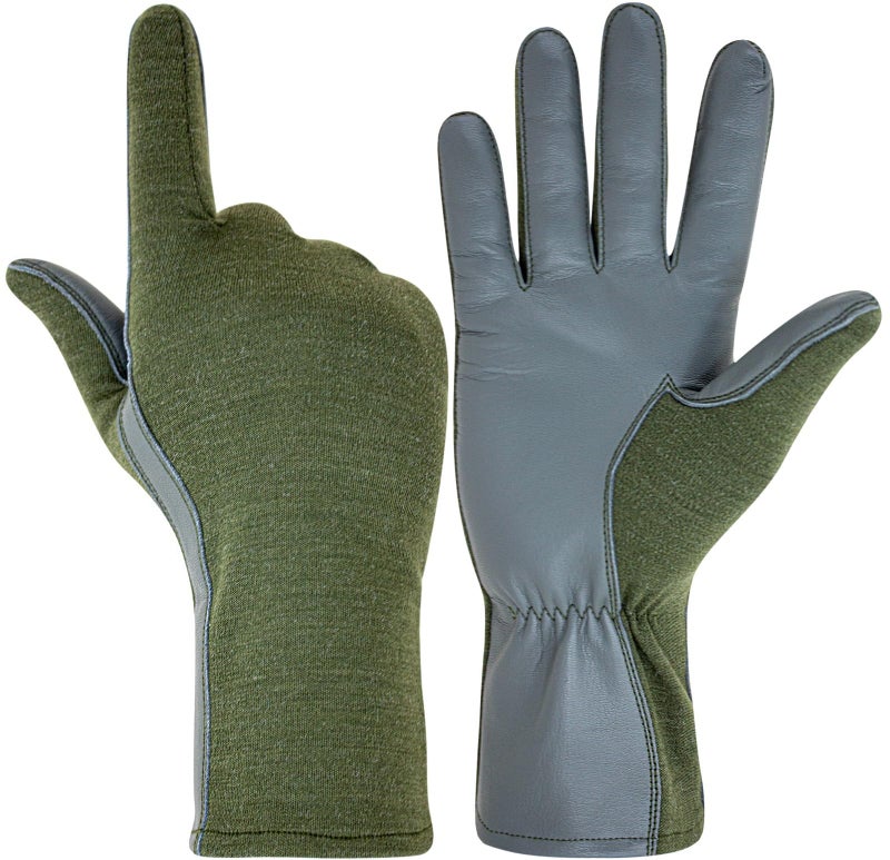 ONETAC OUTDOOR NOMEX FLIGHT FLYER PILOT OPERATOR DUTY GLOVES BLACK, GREEN, TAN (GREEN, MEDIUM) - Image 5